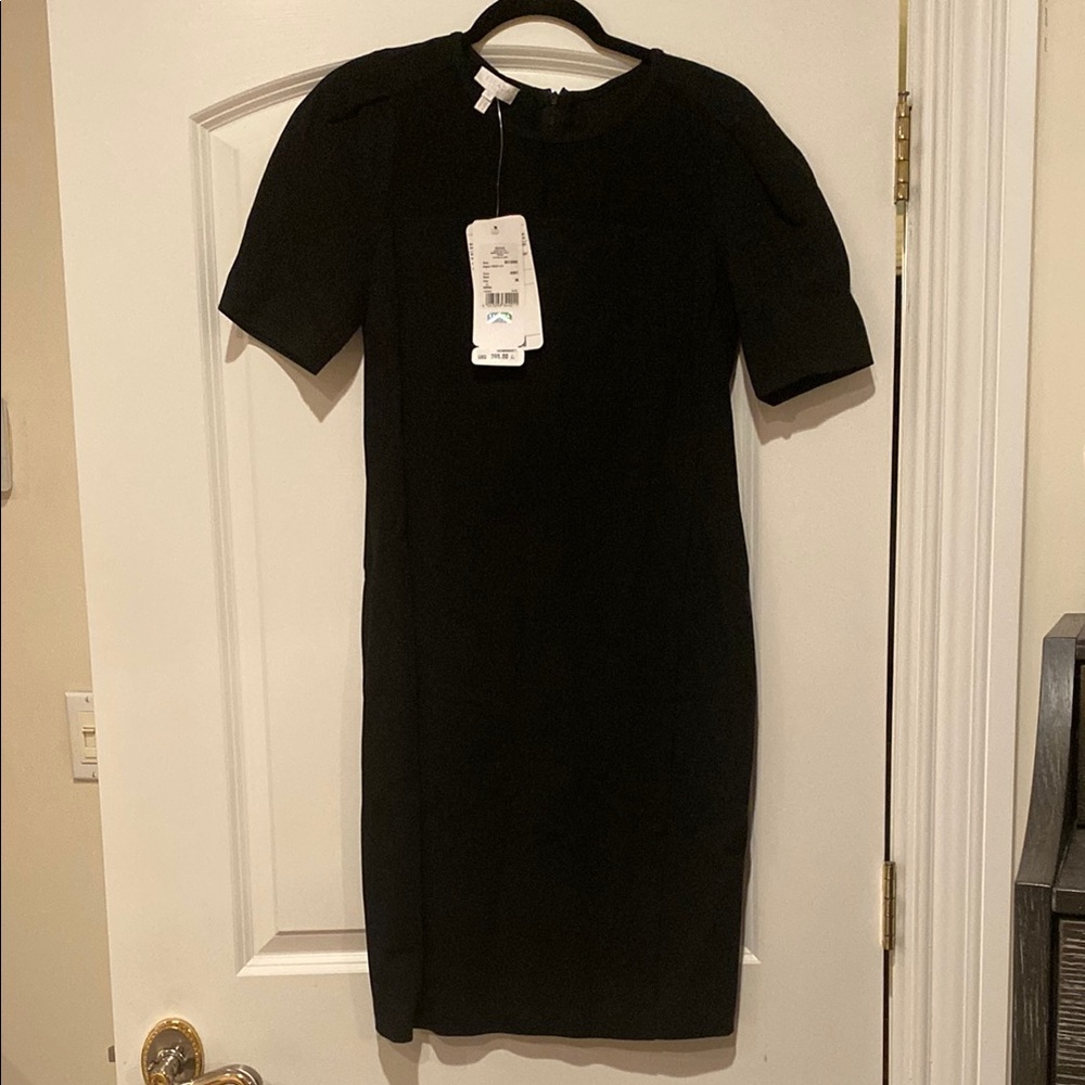 Escada Black Sheath Midi Dress with Short Raglan Sleeves for Work